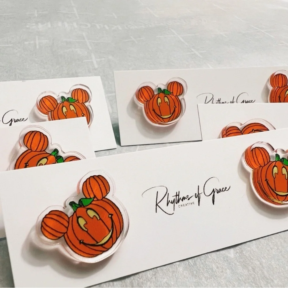 Pumpkin Mouse Halloween Stud Earrings NWT